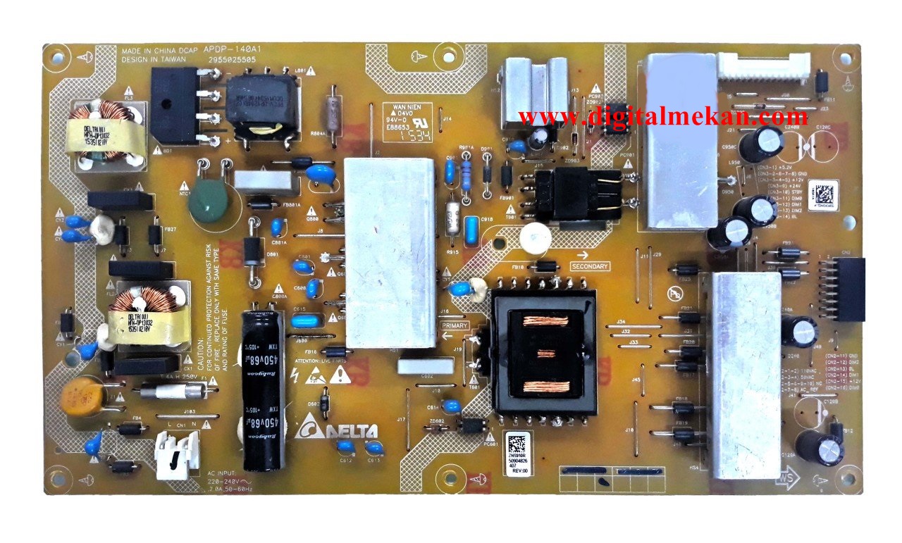 APDP-140A1 , 2955025505 , ZNS910R , REV 00 , POWER BOARD , ARELK BESLEME